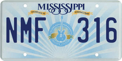 MS license plate NMF316