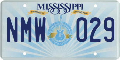 MS license plate NMW029