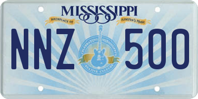 MS license plate NNZ500