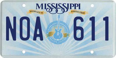 MS license plate NOA611