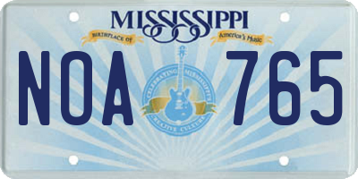 MS license plate NOA765