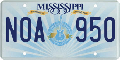 MS license plate NOA950