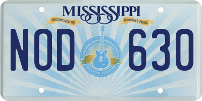 MS license plate NOD630