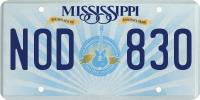 MS license plate NOD830
