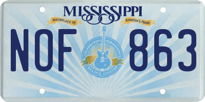 MS license plate NOF863