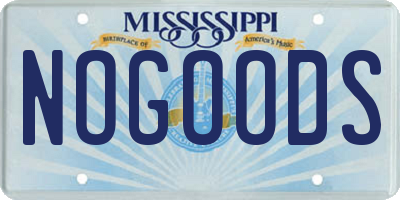 MS license plate NOGOODS