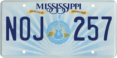 MS license plate NOJ257