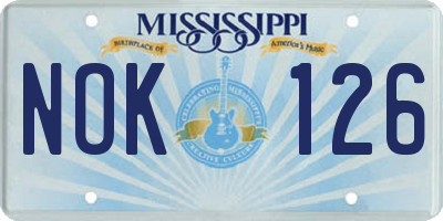 MS license plate NOK126