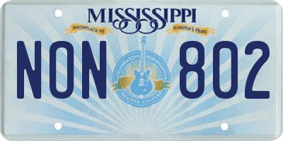 MS license plate NON802