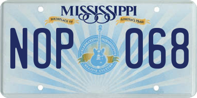 MS license plate NOP068