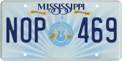 MS license plate NOP469