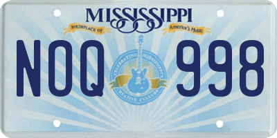 MS license plate NOQ998