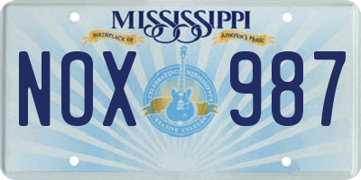 MS license plate NOX987