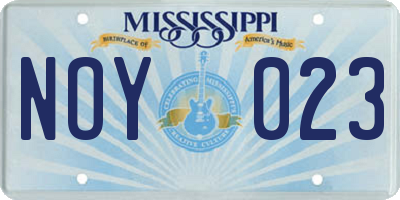 MS license plate NOY023