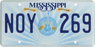 MS license plate NOY269