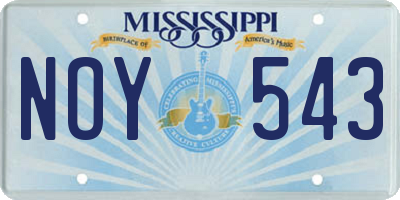 MS license plate NOY543