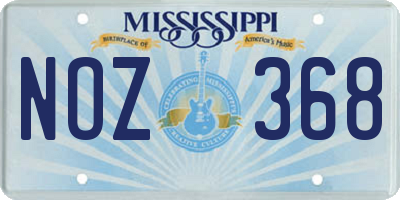 MS license plate NOZ368