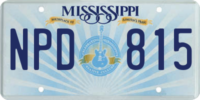 MS license plate NPD815