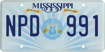 MS license plate NPD991