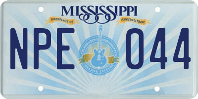 MS license plate NPE044