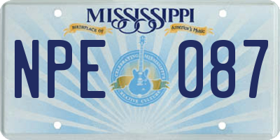MS license plate NPE087