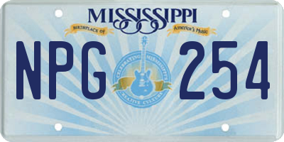 MS license plate NPG254