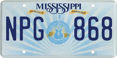 MS license plate NPG868