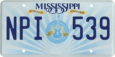 MS license plate NPI539