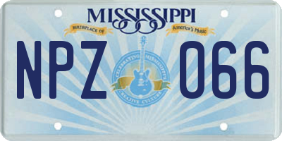 MS license plate NPZ066