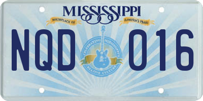 MS license plate NQD016