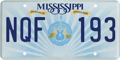 MS license plate NQF193