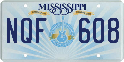 MS license plate NQF608
