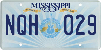 MS license plate NQH029