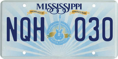 MS license plate NQH030