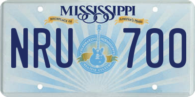 MS license plate NRU700