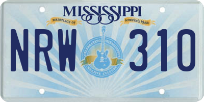 MS license plate NRW310