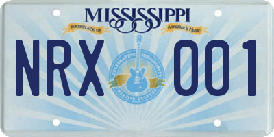 MS license plate NRX001