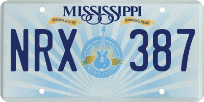 MS license plate NRX387