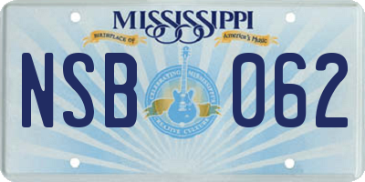 MS license plate NSB062