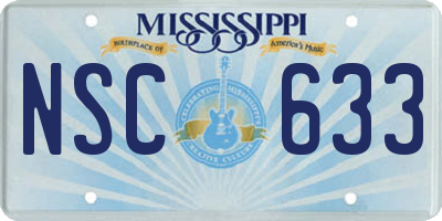 MS license plate NSC633