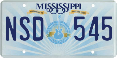MS license plate NSD545