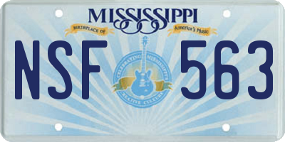 MS license plate NSF563