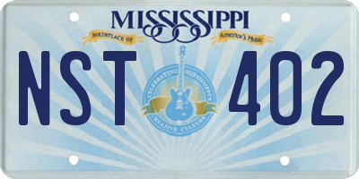 MS license plate NST402