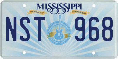 MS license plate NST968
