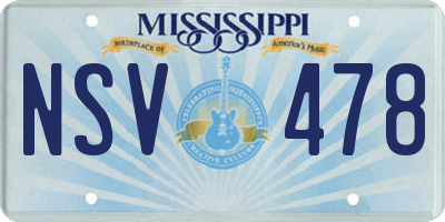 MS license plate NSV478
