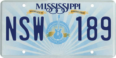 MS license plate NSW189