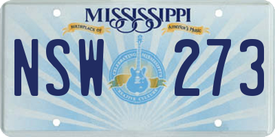 MS license plate NSW273