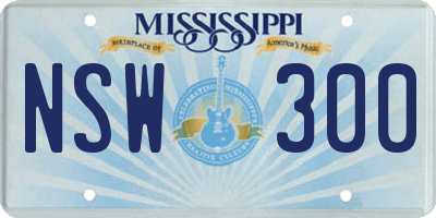 MS license plate NSW300