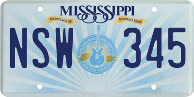 MS license plate NSW345