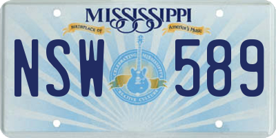 MS license plate NSW589